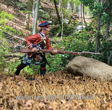 Collectible toy soldier miniature 42nd Royal Highland Regiment Battalion. Soldier is charging.