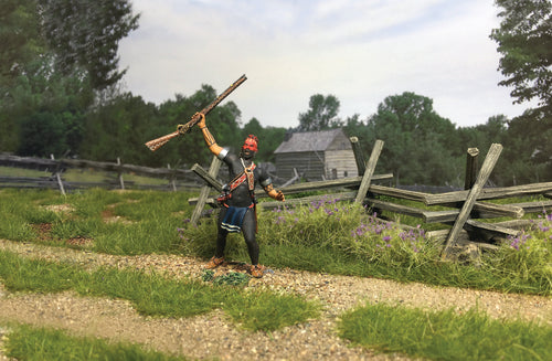 Collectible toy soldier miniature army men Native Warrior Yelling War Cry. He is in a field