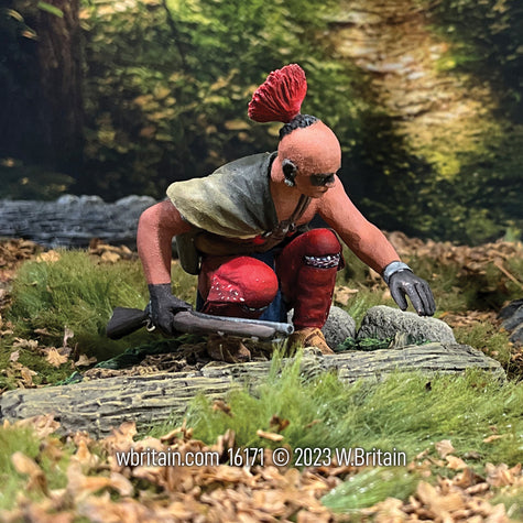 Collectible toy soldier army men Fresh Tracks Native Warrior Checking Trail.