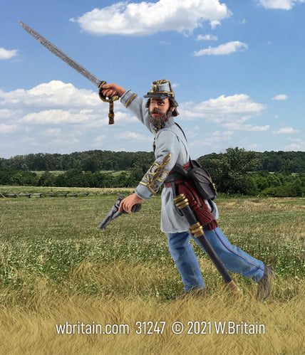 Collectible toy soldier miniature Confederate Colonel William Oates on the battlefield.