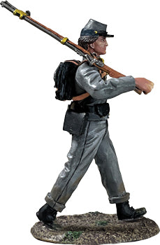 Miniature Confederate Infantry Marching with Knapsack Wearing Depot Jacket.