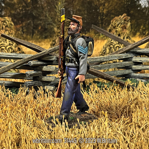 Toy soldier miniature army men Confederate Infantry Sergeant Marching No. 1.