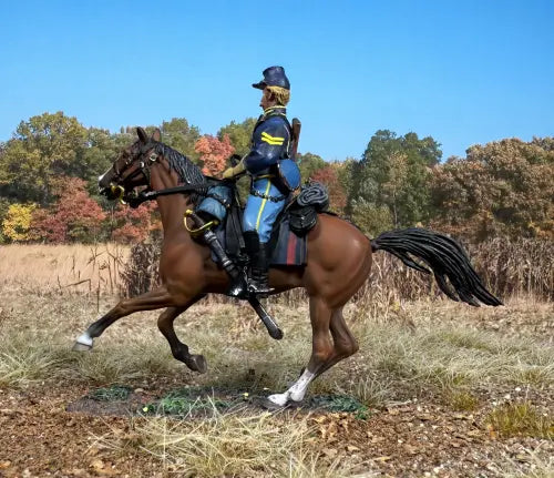 Collectible toy soldier miniature army men Union Horse Cavalry Corporal Mounted No.1 on the field of battle.