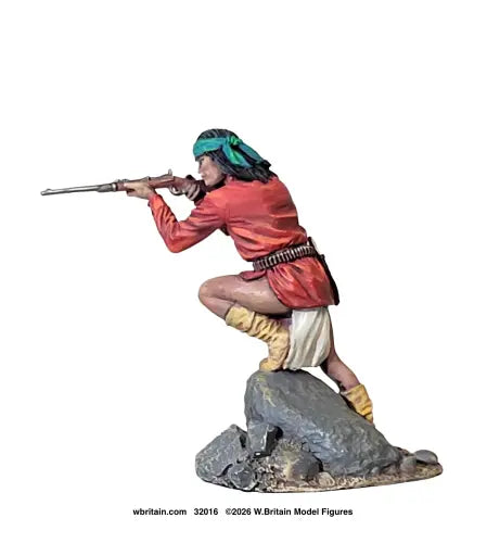 Apache Warrior Standing Firing Carbine from Rock