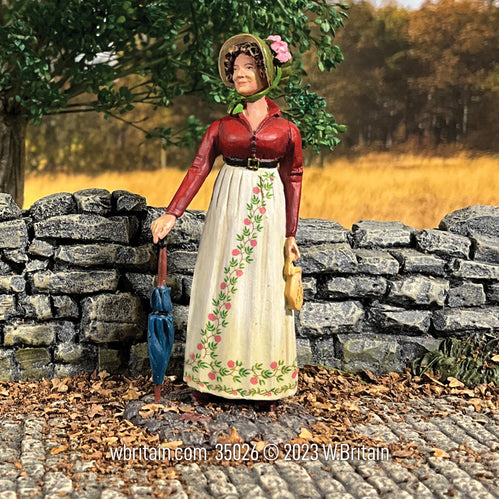 Civilian miniature figurine Miss Jane Bennet Young Woman. Holding an umbrella.
