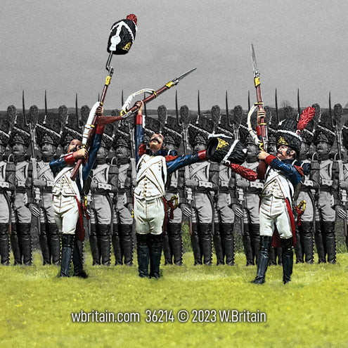 Collectible toy soldier army men Vive L'Empereur" Cheering French Imperial Guard. On the field.