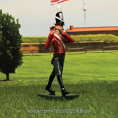 Collectible toy soldier miniature army men U.S. War of 1812 Infantry Fifer. On the band grounds.