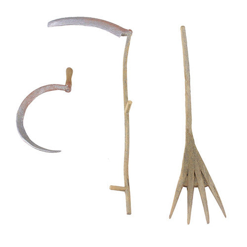 Collectible toy soldier miniature farming tools..