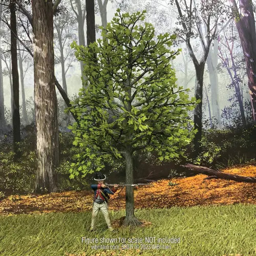 Diorama of maple tree with 54mm toy soldier figurine.