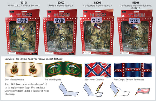 Collectible toy soldier army men Union Infantry Set No.1. Different flags.