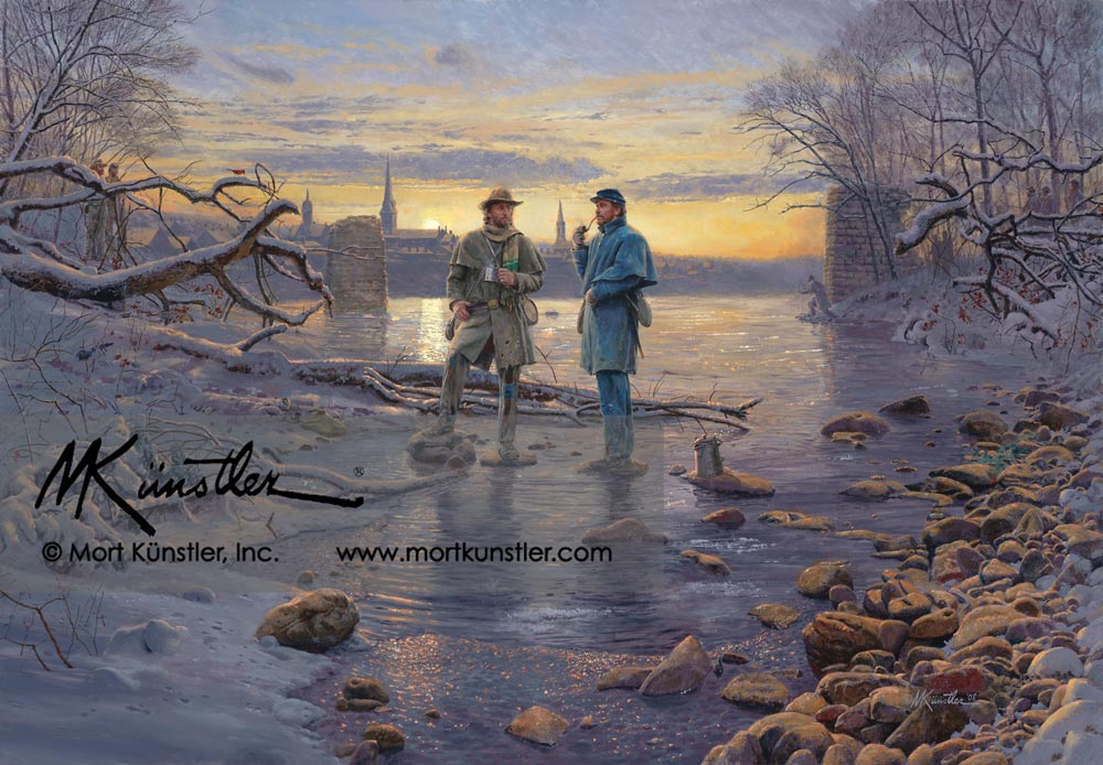 Mort Künstler wall art print My Friend, the Enemy. Two soldiers talking.