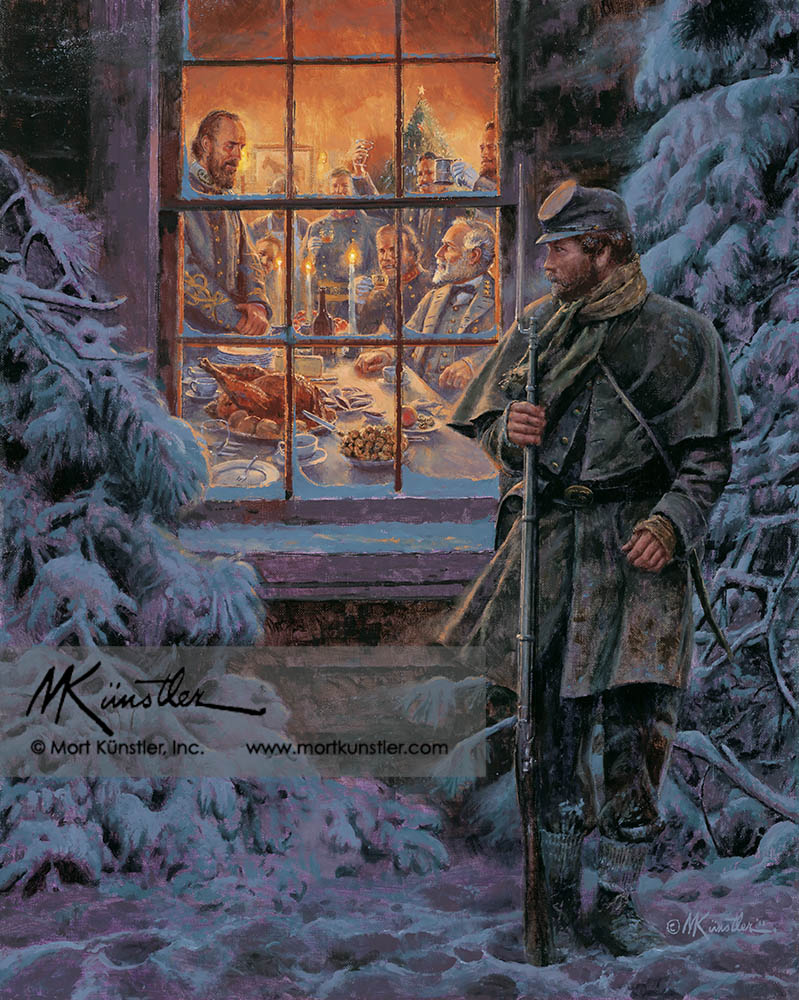 Mort Künstler wall art print How Real Soldiers Live. Soldier in the snow.