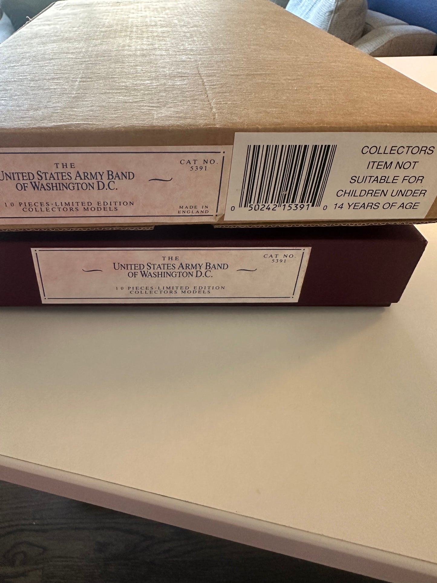 Shipping box for toy soldier miniature army men United States Marching Band of Washington.