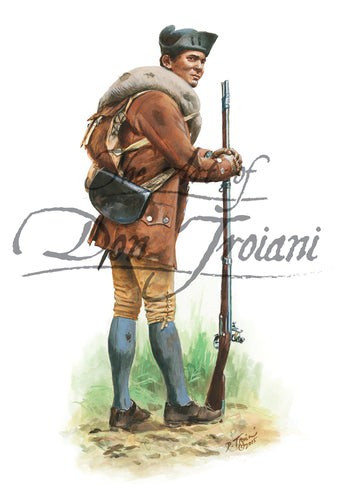 Don Troiani wall art print African American Militiaman. Black soldier in brown uniform holding a musket.