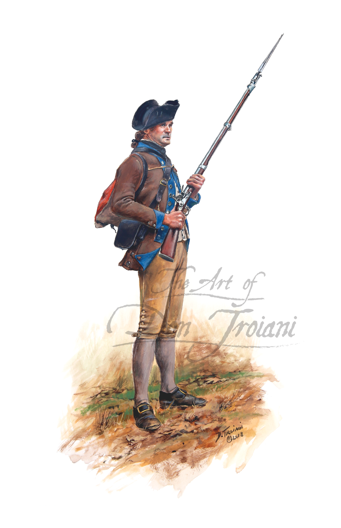 5th New York. Illustration of a Revolutionary War soldier holding a rifle on a white background