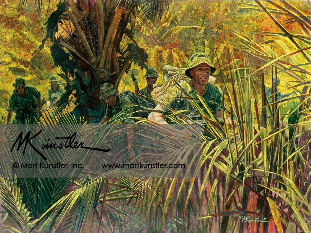 Mort Künstler wall art print Indiana Rangers. Soldiers in the jungle.