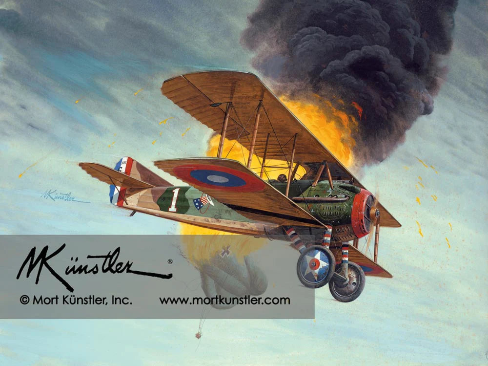 Mort Künstler wall art print Rick Nails a Drachen. A bi-plane.