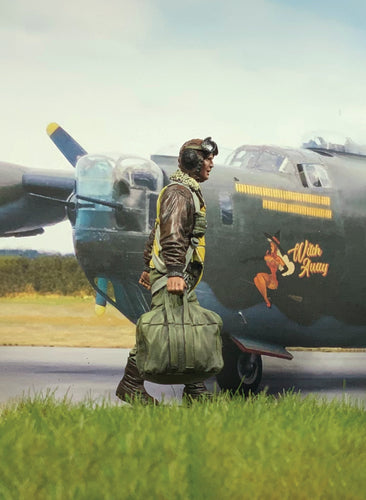 Toy soldier army men U.S.A.A.F. Bombardier England 1943-45. At his plane.