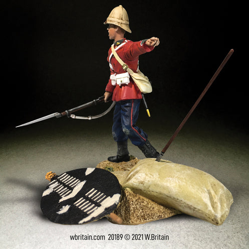 Collectible toy soldier miniature "Here They Come!" 24th Foot Yelling and Pointing.