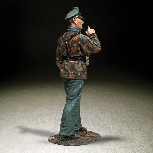 Rear view of miniature Waffen SS Unterscharfuhrer Walking.