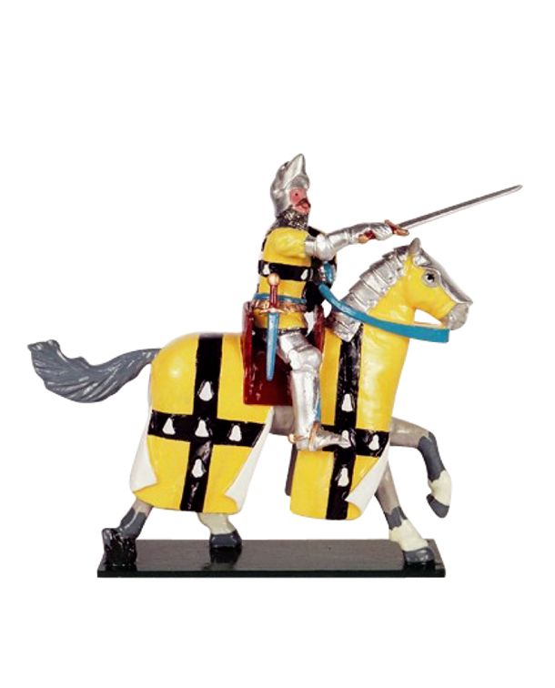 Collectible toy soldier miniature army men Sir John de Grailly. Knight on horseback.