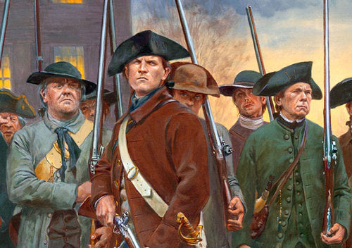 Close up view of Don Troiani wall art print Lexington Common.