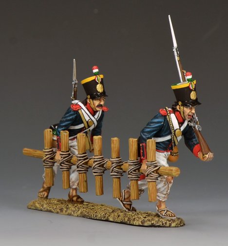 King & Country Mexican soldados carrying a scaling ladder toward the Alamo wall — RTA127 Laddermen, At the Gates of the Alamo new release