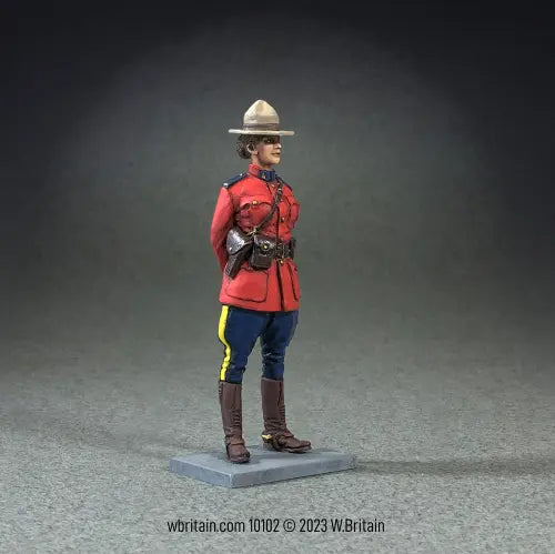 W Britain Royal Canadian Mounted Police Female Trooper 10102 RCMP 1/30 scale matte figure in red serge uniform