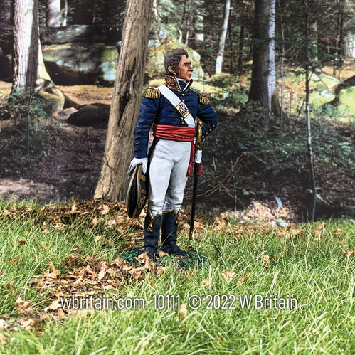 Collectible toy soldier miniature army men U.S. General William Henry Harrison. He is on the battlefield.