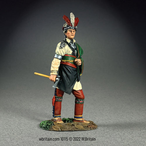 Collectible toy soldier Chief Joseph Brant holding an axe.