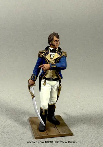 W.Britain 10218 Commodore Oliver H. Perry 1813 figure in blue naval uniform with sword, 1/30 scale matte finish.