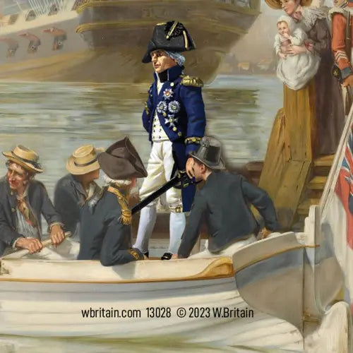 Toy Soldier figurine Admiral Nelson on a boat.