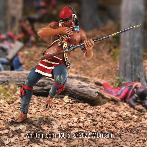Collectible toy soldier miniature army men Native Warrior Casualty, Falling. He is in the woods.