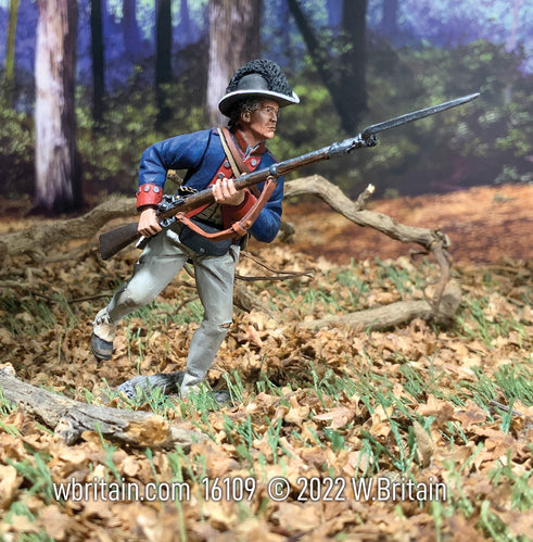 Collectible toy soldier army men Legion of the United States (Wayne's Legion). He is in the woods.