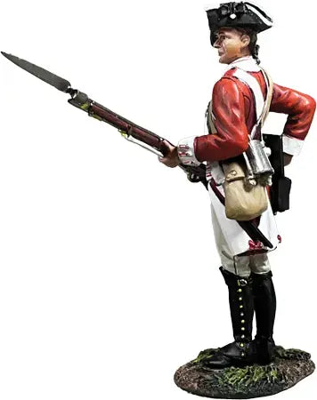 Rear view of Collectible toy soldier miniature army men figurine British 43rd Reg. of Foot, Handle Cartridge.