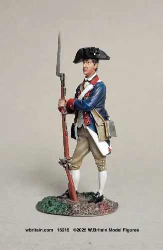 W Britain Continental Line Soldier 16215 American Revolution toy soldier 1/30 scale resting on musket figure