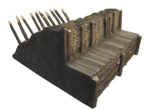 Diorama for toy soldiers Redoubt straight section. Wood spikes and ditch bunker.