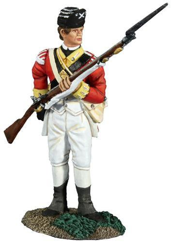 Collectible toy soldier British 10th foot light infantry holding musket and bayonet.