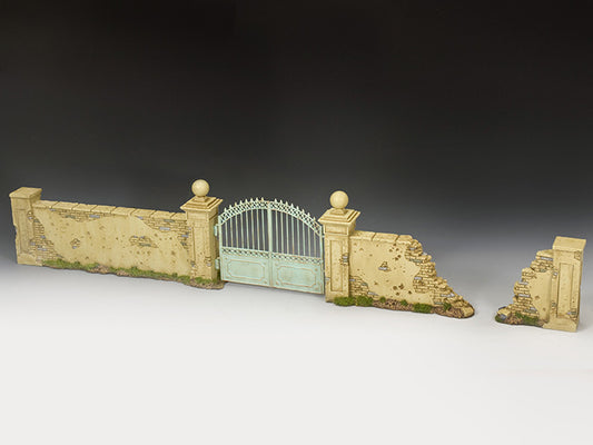 European walls and gates diorama King and Country SP114 1/30 scale stone wall with metal gate historical scenery backdrop for toy soldiers