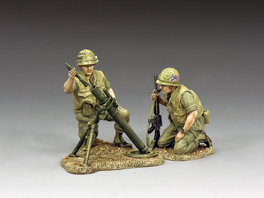 Two toy soldier Marines prepare fire support during the Battle of Hue, 1968
