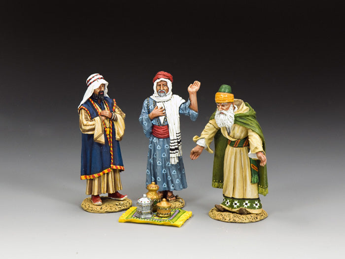 King & Country Three Wise Men LOJ057 biblical figurines 1/30 scale Life of Jesus Magi figures with gold frankincense and myrrh