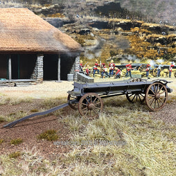 Collectible toy soldier miniature Ox Wagon. Scene at a Zulu battle.