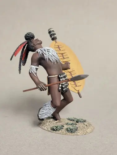 W Britain Zulu casualty falling backwards 20225 Anglo Zulu War 1/30 scale matte toy soldier with shield and spear