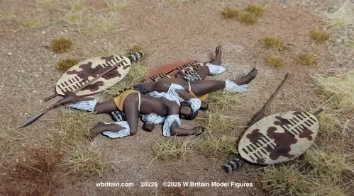 W Britain Zulu casualty set 20226 Anglo Zulu War 1879 1/30 scale matte toy soldiers fallen warriors with shields