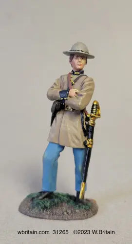 W. Britain 31265 Confederate infantry company officer 1/30 scale matte figure, arms crossed with sword at side, Civil War miniature