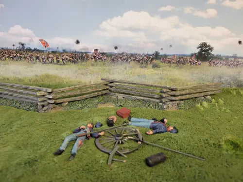 Union artillery casualties scene with accessories on battlefield terrain, W.Britain 31503, 1/30 scale, matte finish