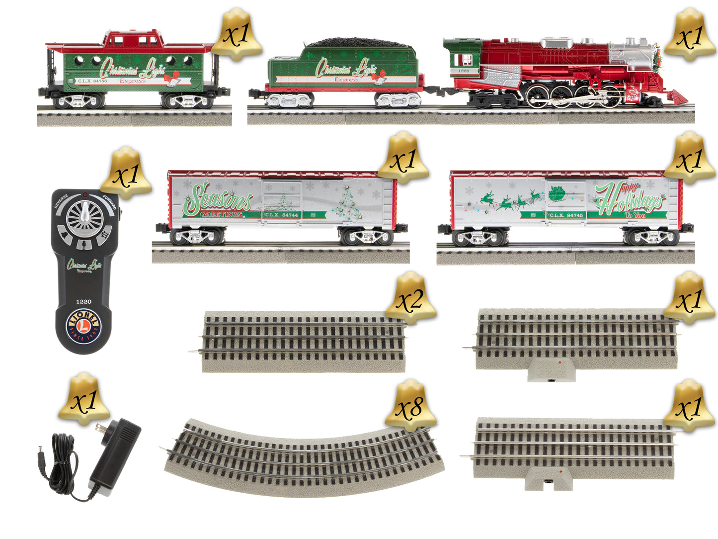 Lionel model train set Christmas Light Express LionChief. All the pieces included. O scale