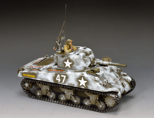 King & Country Sherman M4 Kraut Killer #47 winter tank with crew 1/30 scale Battle of the Bulge model