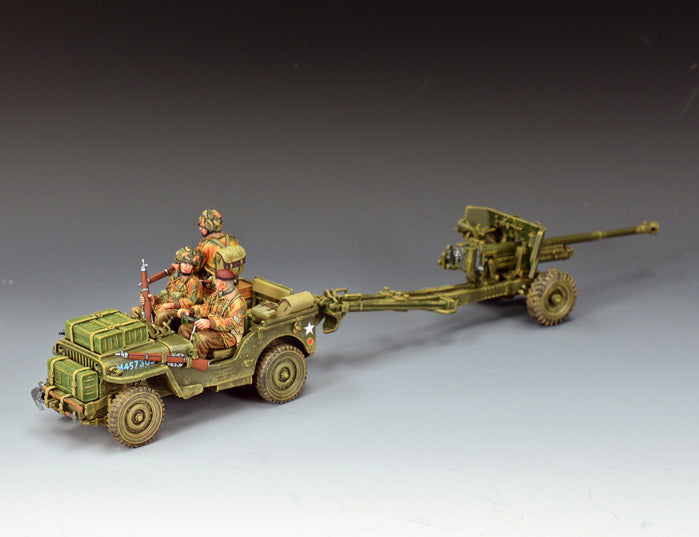 King & Country MG095 Airborne Jeep with 6 Pdr Anti-Tank Gun 1/30 scale matte WWII set