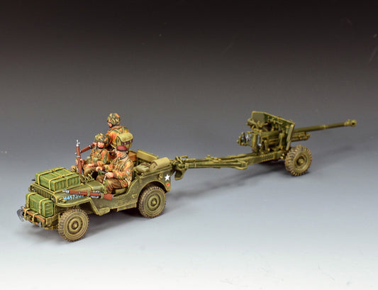 King & Country MG095 Airborne Jeep with 6 Pdr Anti-Tank Gun 1/30 scale matte WWII set